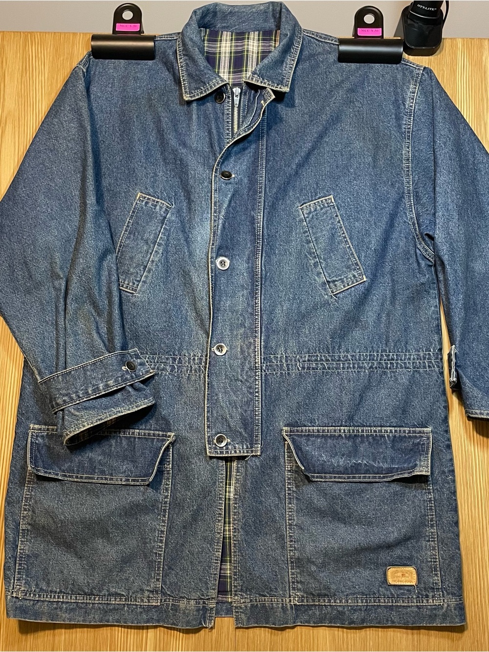 Vintage Kettle Creek Canvas Co Denim Chore Coat Jacket Plaid Lined.Canada